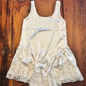 Elegant Cream Lace Trim Dress
